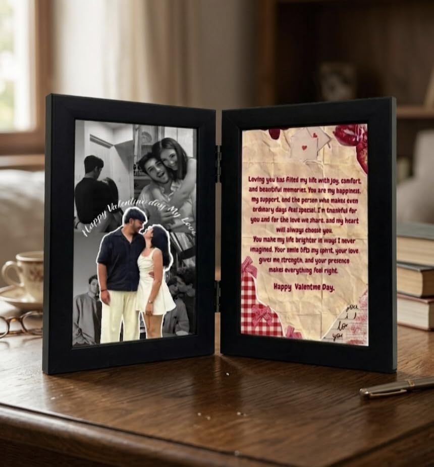 Customized Collage Photo Frame for Wall | Upload 14 Photos | Personalized Photo frame Gift for Birthdays, Anniversaries, Weddings, Couples | 2 jointed frame collage