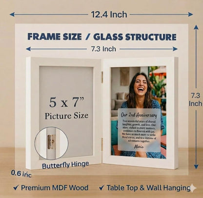 Customized Collage Photo Frame for Wall | Upload 14 Photos | Personalized Photo frame Gift for Birthdays, Anniversaries, Weddings, Couples | 2 jointed frame collage