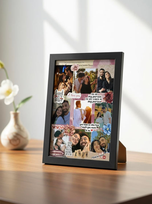 Customized Collage Photo Frame for Wall | Upload 14 Photos | Personalized Photo frame Gift for Birthdays, Anniversaries, Weddings, Couples | (A4 Size)