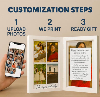 Customized Collage Photo Frame for Wall | Upload 14 Photos | Personalized Photo frame Gift for Birthdays, Anniversaries, Weddings, Couples | 2 jointed frame collage