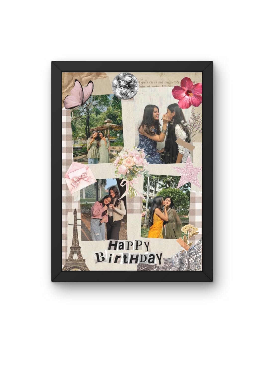 Customized Collage Photo Frame for Wall | Upload 14 Photos | Personalized Photo frame Gift for Birthdays, Anniversaries, Weddings, Couples | (A4 Size)