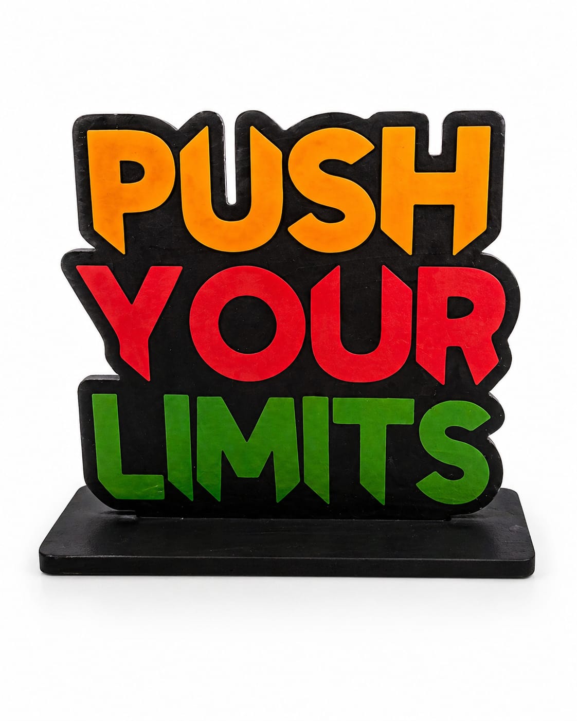 Custom Motivational Wooden Desk Decor “Push Your Limits” | Custom Your Line | Custom Inspirational Quote Stand for Office, Home, Study Table | Gift for Students, Friends & Colleagues size -- 6 inch