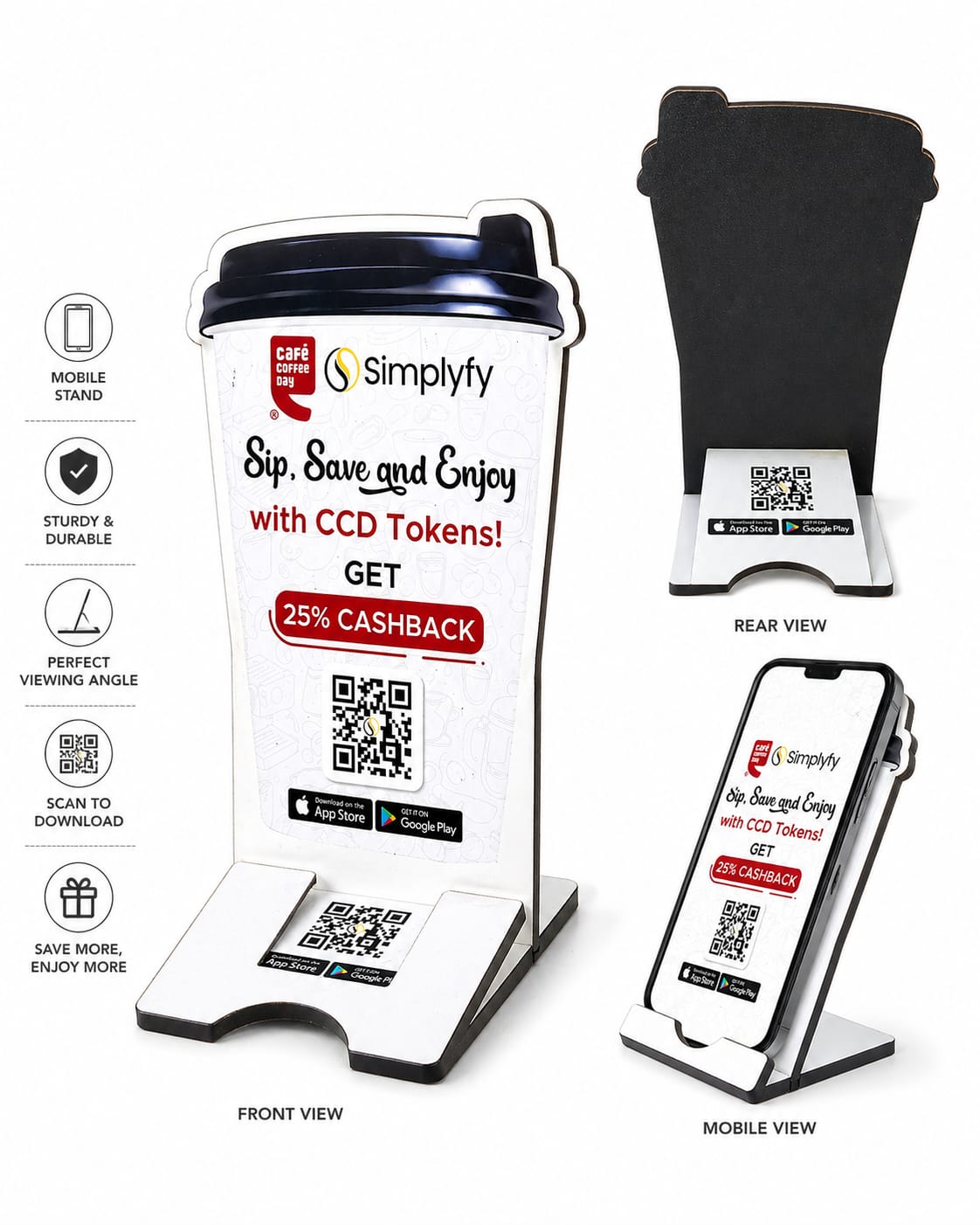 custom Mobile Stand Holder | Advertise your business | Foldable Desk Phone Stand | Anti-Slip | Compatible with All Smartphones ( size -- 8 inch )