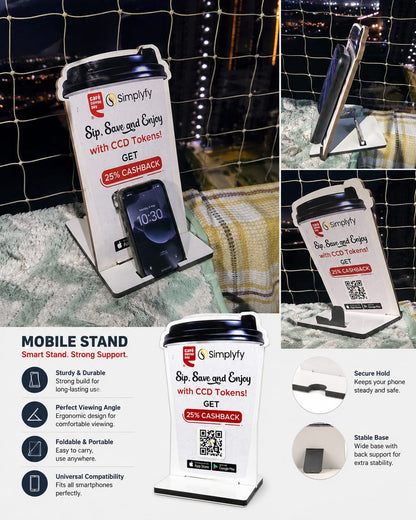 custom Mobile Stand Holder | Advertise your business | Foldable Desk Phone Stand | Anti-Slip | Compatible with All Smartphones ( size -- 8 inch )