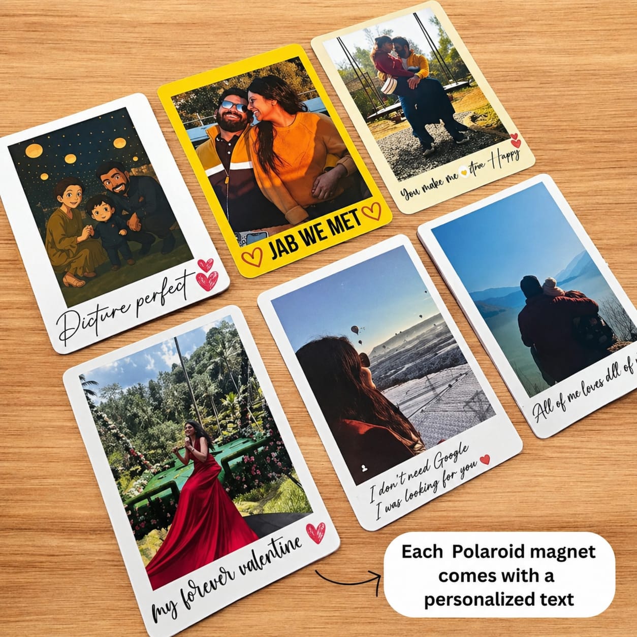 Customized Polaroid Couple Moments Fridge Magnet Gift Set | Set of 6
